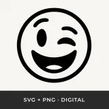 Uśmiechnięta buźka puszczająca oczko, idealna do pobrania jako emotikony SVG i PNG.