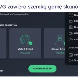 Darmowy antywirus AVG oferuje różne opcje skanowania, w tym skanowanie komputera, sieci i poczty.