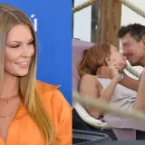 Małgorzata Tomaszewska z obecnym partnerem na plaży.