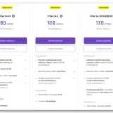 Porównanie ofert internetu we Francji: M (400 GB), L (bez limitu) i HOMEBOX (bez limitu) z opcją 5G.