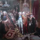 Obraz Jana Matejki "Rejtan – Upadek Polski". Dramatyczna scena protestu Tadeusza Rejtana przeciwko Sejmowi Rozbiorowemu.