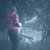 Dziewczyna w różowej kurtce zbliża się do opuszczonej chaty w śnieżną noc. Czy to początek zdobywania until dawn trofea?