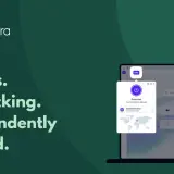Logo Opery i ekran przeglądarki z aktywnym VPN.