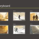 Ein Storyboard zeigt visuell eine Abfolge von Szenen, wie hier mit Astronauten in verschiedenen Umgebungen.