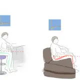 Zwei Sitzpositionen: links auf einem Hocker mit geradem Rücken, rechts auf einem Sofa mit gekrümmtem Rücken. Dies kann zu Sakralgelenk Schmerzen seit Monaten führen.