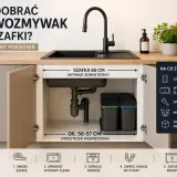 Poradnik: jak dobrać wymiary zlewozmywaka do szafki kuchennej 60 cm. Wnętrze szafki ma ok. 56-57 cm.