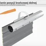 Ilustracja pokazuje mechanizm regulacji krańcowej rolety. Dowiedz się, jak naciągnąć sprężynę w rolecie, by ustawić pozycję krańcową.