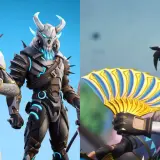 Postacie z Fortnite: rycerz w bieli i złocie, wojownik z czaszką i dziewczyna z wachlarzem. Spocone kilofy Fortnite czekają na graczy!