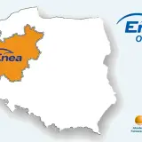 Mapa Polski z zaznaczonym obszarem Enea. Dowiedz się, ile kosztuje 1 kWh Enea i jak obniżyć rachunki za prąd.