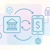 Ilustracja przedstawia cykl płatności: bank, telefon z symbolem dolara, globus i kłódka. To wyjaśnia, co to znaczy płatność z góry.
