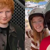 Ed Sheeran z rodziną. Na zdjęciu widać piosenkarza i parę na skuterach, być może jego dzieci.