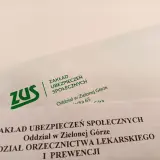 Dokument ZUS z Zielonej Góry, Wydział Orzecznictwa Lekarskiego. Dotyczy oceny stopnie niepełnosprawności.