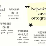 Najważniejsze zasady ortograficzne: wymiana rz po spółgłoskach, ch-sz, h-g,ź,z, ó-o,a,e. Pisownia u.