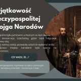 Obraz przedstawia scenę historyczną związaną z Unią Lubelską, ukazującą unikalność Rzeczypospolitej Obojga Narodów, jej demokrację szlachecką i wolną elekcję.