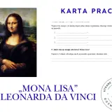 Opis obrazu: "Mona Lisa" Leonarda da Vinci na karcie pracy.
