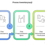 Schemat procesu inwentaryzacji: etap przygotowawczy, przeprowadzania spisu, dokumentowania i rozliczania.