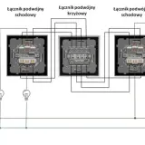 Schemat instalacji elektrycznej: dwa łączniki schodowe i jeden krzyżowy. Dowiedz się, łącznik świecznikowy co to jest i jak działa.