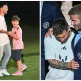 Leo Messi z synem Thiago i Davidem Beckhamem. Radość i wsparcie na boisku.
