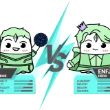 ESFJ, ambasador, z pomponami, obok ENFJ, bohatera.