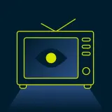 Stylizowany telewizor z okiem na ekranie. Symbolizuje objawy niespójności technologii w sci-fi, jak prowadzić rejestr wynalazków.
