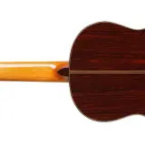 Retro chitarra classica con fondo in palissandro e manico in acero lucido, un capolavoro di liuteria, forse una Jose Ramirez.