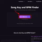 Narzędzie do analizy muzyki. Kliknij "Select File", aby znaleźć klucz, skalę i tempo utworu, np. 100 bpm.