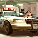 Policjanci z LCPD w akcji, gotowi do strzału. Może przydałyby się im **GTA 4 kody** na nieśmiertelność?