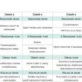 Tygodniowy plan posiłków, idealny dla diety 1600 kcal. Zawiera propozycje na śniadania, drugie śniadania, obiady i kolacje.