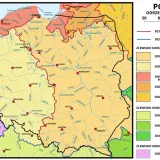 Mapa Polski z zaznaczonymi zlewiskiem Morza Czarnego, dorzeczami Dunaju, Dniestru i Dniepru.