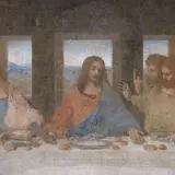 Leonardo da Vinci malte das letzte Abendmahl. Jesus und seine Jünger sitzen an einer Tafel.