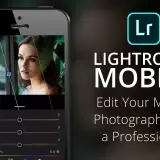 Bearbeite deine Handyfotos wie ein Profi mit Lightroom Mobile. Das Bild zeigt eine Frau, die durch ein Fenster blickt, während die Bearbeitungsregler der App sichtbar sind.