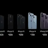 Linia iPhone'ów od SE do 14 Pro, z cenami. Premiera iPhone 14 w kolorze niebieskim i fioletowym.