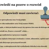Dostałem pozew o rozwód co dalej? Lista elementów odpowiedzi na pozew: dane, sąd, opis małżeństwa, żądania.
