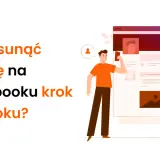 Jak usunąć stronę na Facebooku krok po kroku? Ilustracja pokazuje mężczyznę korzystającego z telefonu przy interfejsie strony.