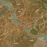 Mapa Toussaint z zaznaczonymi miejscami mocy: Aard, Igni, Aksji, Quen i Yrden.