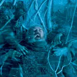 Hodor z "Gry o Tron" w mroźnym uścisku, jego krzyk zamarza w lodzie.