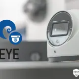 Cámara de seguridad con logo "EYE" y símbolo de protocolo ONVIF.