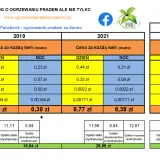 Porównanie cen prądu budowlanego: taryfa G12w i G11 w 2019 i 2021 roku.