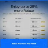 Sprawdź, ile kosztują robuxy na różnych platformach. Ceny zaczynają się od 19,99 USD za 1700-2000 robuxów.