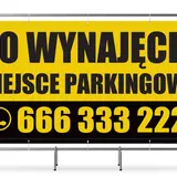 Baner informuje: "DO WYNAJĘCIA MIEJSCE PARKINGOWE". Zastanawiasz się, ile kosztuje wynajem miejsca postojowego w garażu podziemnym? Zadzwoń: 666 333 222.