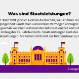 Der Staat zahlt Geld an Kirchen als Ersatz für früheres Vermögen. Die Grafik zeigt das Reichstagsgebäude, ein Symbol für Kirche und Staat.