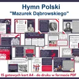 Hymn Polski "Mazurek Dąbrowskiego" – karty edukacyjne o historii, symbolice i tekście.