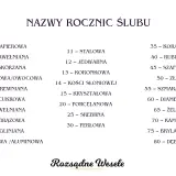 Lista nazw rocznic ślubu, gdzie 12. to jedwabna. Idealna na 12 rocznicę ślubu!