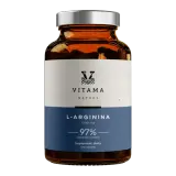 Szklana butelka suplementu diety L-Arginina 1200 mg od Vitama Nature.