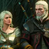 Geralt i Ciri, bohaterowie kultowych **gier fabularnych po polsku**, odpoczywają w lesie.