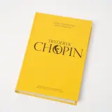 Żółta okładka książki z napisem "Fryderyk Chopin" i sylwetką kompozytora. Zawiera informacje o Fryderyku Chopinie.