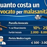 Costi per avvocati per errori medici: parcella, percentuale sul risarcimento e forfait iniziale.