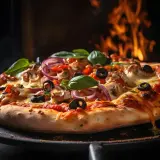 Pyszna pizza z pieczarkami, oliwkami i cebulą, skąpana w ogniu pieca. To właśnie **la dolce vita co to znaczy** – smak prawdziwego, włoskiego życia.