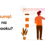 Jak usunąć grupę na Facebooku? Ilustracja pokazuje mężczyznę szukającego informacji na ekranie komputera, symbolizując proces usuwania grupy.