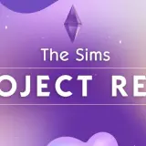 Logo "The Sims PROJECT RENE" na fioletowym tle z pastelowymi plamami. Czyżby zapowiedź The Sims 5?